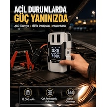 Mey İthalat Dijital Ekranlı Araç Pompası Akü Takviye Powerbank 12.000 Mah Yeni Nesil