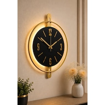 Pey Aksesuar Işıklı Orijinal Metal 40x50 Cm - İskandinav Metal Duvar Saati 50x70 Büyük Boy Cm Metal Ahşap Ve Işığın Muhteşem Uyumu Duvar Saati Dekoratif Meta -yeni Metal-gold-siyah-gold Ahşap-m54-gold-beyaz-siyah-siyah