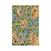 Kartela Halı İnşaat Şehri Çocuk Oyun Halısı Kaymaz Dot Taban Yıkanabilir 180 X 270 Cm