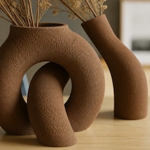 Bezos 3d Baskı Interlocking Vazo - İç İçe Geçen Dekoratif Vazo-kahverengi Hb006