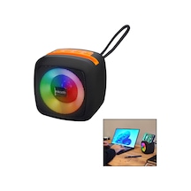 Siyah Kablosuz Hoparlör - Speaker Taşınabilir Işıklı Usb Şarjlı Bt - Tf Card 10 Mt Menzil 1200mah Pil - 5w 4741