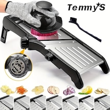Dashanshop 1 Adet Sebze Doğrayıcı Ayarlanabilir Bıçaklı Mutfak Rende Julienne Kesici Meyve Patates Domates Soğan With Brush Gloves Fırça Eldiven 1 Parça