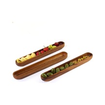Akasya Ağacından Ahşap Zeytin Tabağı, Zeytinlik,ahşap Zeytin Tepsisi El Yapımı Akasya Ahşap Uzun Kano Tekne Tarzı Çanak - Yemek Servis Tabağı Masa Orta Parça 35cm 5cm Çok Renkli
