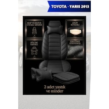 Yaris 2013 Uyumlu Lüks Siyah Renk Premium 2 Adet Minder Ve Yastık