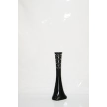 60 Cm Siyah İşlemeli Delikli Desenli Uzun Vazo