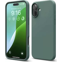 Newface Apple İphone 16 Plus Kılıf Nano İçi Kadife Silikon - Koyu Yeşil