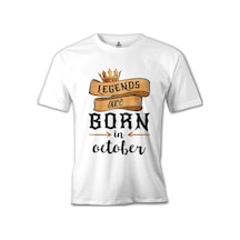 Legends Born İn October - Edict Beyaz Erkek Tshirt