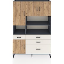 Hyperion Dolap 9 Raflı 4 Çekmeceli 4 Kapaklı 132x44x195 Antrasit-çam/aytaşı Atlas Çam/aytası - Antrasıt
