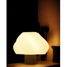 Aura Modern Tasarım Masa Lambası , Komidin Aydınlatma Şık Abajur - Kahve Beyaz Çok Renkli