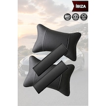 İbiza Uyumlu Lüks Deri Kemer Koruyucu Deri Yastık Set Siyah