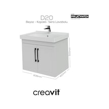 Creavit D20 65 Cm Kapaklı Lavabo Dolabı Beyaz Lake Beyaz