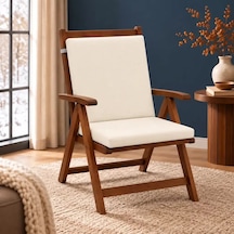 Tek Parça Sırtlıklı Sandalye Minderi 80 40 4 Cm Krem 80 40 4 Cm