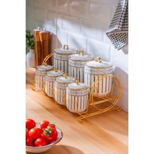 Diagon 8 Parça Baharat Kavanoz Seti Gold - Siyah