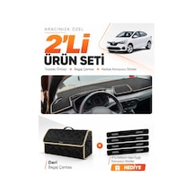 Renault Talıant Ekransız 2021-2026 Uyumlu Torpido Örtüsü + Deri Bagaj Çantası Seti - Siyah Bej