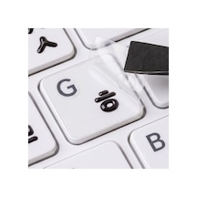 Siyah Korece Klavye Etiketi 3d Uv Kabartmalı 46 Adet Şeffaf Sticker Notebook Ve Masaüstü Uyumlu