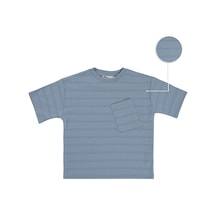 Civil Boys Basic Önü Cepli 2-5 Yaş Tişört - Mavi Açık İndigo