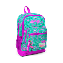 Coral High Kids Su Yeşili Pembe Flamingo Desenli Dört Bölmeli Okul Sırt Çantası 23712