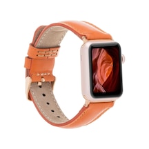 Apple Watch Uyumlu Deri Kordon 42-44-45mm F5 Taba