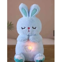Mavi Tavşan Nefes Alan Peluş Oyuncak Müzikli Uyku Arkadaşı Peluş Oyuncak 35cm Çok Renkli