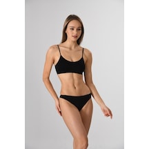 Miss Fit Ince Askılı Büstiyer Sıfır Kol Pedli Seamless Siyah L-Xl Siyah