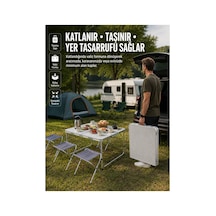 Ayarlanabilir Yükseklikli Kamp Ve Piknik Masası 4 Kişilik Katlanabilir Masa Seti Renk Renk