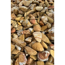 Sarı Çizgili Rainbow Dolomit Çakıl Taşı 4-8 Cm 1 Kg Dekoratif Bahçe Peyzaj Saksı Akvaryum Teraryum
