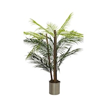 Cihan Çiçekçilik Bambu Çikas 120 Cm Yapay Ağaç 12x12 Metal Saksı Beyaz- Yeşil