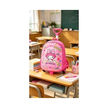 Kız Çocuk Anaokulu Kreş Çekçekli Tekerli Sırt Çantası Ve Okul Çantası Pembe Pembe