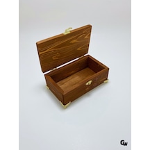 Doğal Ahşap Takı Kutusu Ahşap Saklama Kutusu Beyaz Çam Ceviz Boy:20cm En:12cm Yük:8cm
