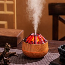 Ultrasonik Hava Nemlendirici Aroma Difüzörü Led Işıklı 300ml Buhar Makinesi Koku Yayıcı Oda Nemlendirici Ateş Efektli 001