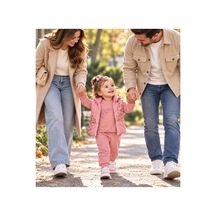 Genel Markalar Çiçek Desenli Yelekli Kız Çocuk 3 Lü Bebek Takım Pembe - 927433647 Pembe