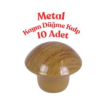 10 Adet Metal Yuvarlak Ahşap Desen Düğme Kulp - Çocuk Odası, Mutfak Dolap İçin Modern Çekmece Kulbu Kayın Kayın