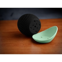 3d Baskı Küre Saksı - Kafes Dokulu İki Parçalı Dekoratif Saksı - Siyah-mint Diğer