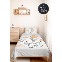 Evimde Bambaşka Yıldızlı Fil Çocuk Odası Tek Kişilik Pike Takımı - Yıldız Bulut 160x220  CM Kapitone Yatak Örtüsü