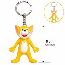 Go İthalat Sevimli Sarı Kedi Figürlü Anahtarlık 6 Cm Gümüş