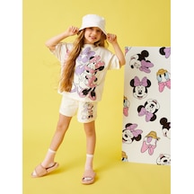 Koton Minnie Mouse Ve Daisy Duck Baskılı Şort Lisanslı Ekru 2skg40097ak