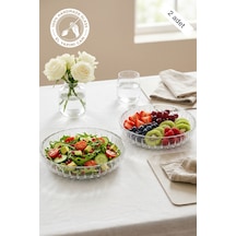 Selen Concept Sieana Model El Yapımı Cam Salata Ve Meyve Kasesi 2'li Set Şeffaf