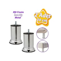 2 Adet Metal Destek Ayağı 10 Cm Krom Mobilya Kanepe Baza Koltuk Ünite Ayakları Metrik 8 Civatalı İnce Diş