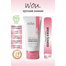 Wou World Of Unique Pink Touch Ton Eşitleyici ve Aydınlatıcı Yüksek Koruyucu Güneş Kremi SPF50+ 50 ML