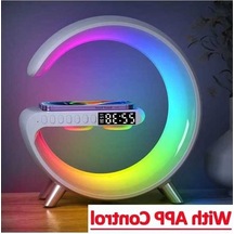 Novahub 9 Kablosuz Şarj Standı, Bluetooth Hoparlör, Çalar Saat, Rgb Led Lamba, Ahşap Stand, Gece Uyku Işığı