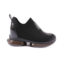 Dgn 1054 Kadin Mega Kalin Taban Strech Detayli Silver Taşli Sneakers Ayakkabi 1054-2025-R1534 Siyah