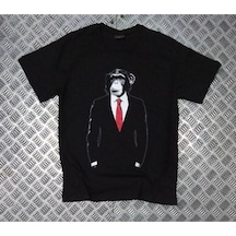 Unisex Siyah Maymun Baskılı Tshirt SIYAH