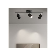 Siyah Üçlü Led Spot Led Avize Hareketli Başlık Gün Işığı Ampullü Siyah