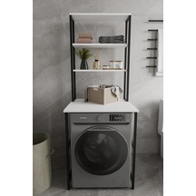Çamaşır Makina Üstü Dolap Banyo Rafı Çok Amaçlı Banyo Dolabı Çok Raflı Düzenleyici Beyaz Beyaz