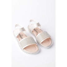 Muggo Winnie Garantili Günlük Ortopedik Hafif Taban Taşlı Ve Cırtlı Kız Çocuk Sandalet 001