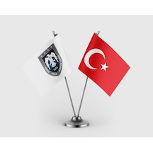 Hava Kuvvetleri Bayrağı Ve Türk Bayrağı İkili Saten Masa Bayrağı Takımı Diğer