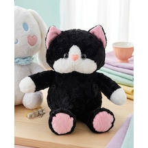 Siyah Kedi Peluş Oyuncak 45cm Tüylü Yumuşak Kumaş Uyku Arkadaşı Peluş Bebek Çok Renkli
