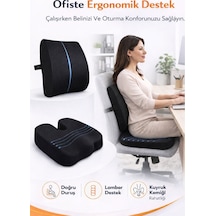 Ortopedik Visco Bel Destek Minderi Ve Kuyruk Sokumu Oturma Minderi Seti - Araç Ofis Koltuk Takımı