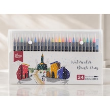 24 Renk Sulu Boya Fırça Kalemi Seti Watercolor Brush Pens, Su Hazneli Fırça Kalemli