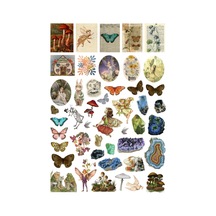 45 Adet Fairycore Botanik Sticker Seti - Etiket Seti Scrapbook Bullet Journal Çok Renkli